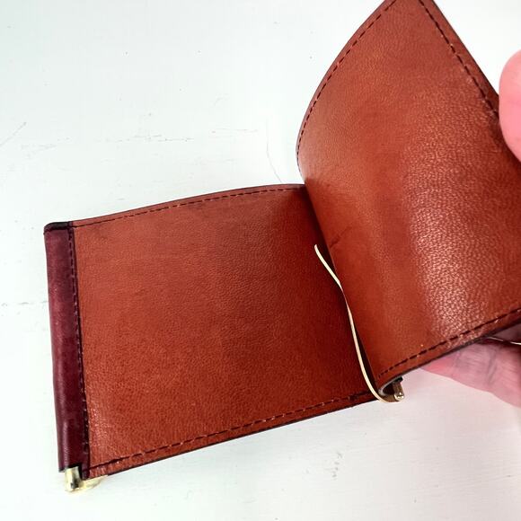 Vintage Bordeaux Leather Billfold Money Clip - Picture 5 of 8